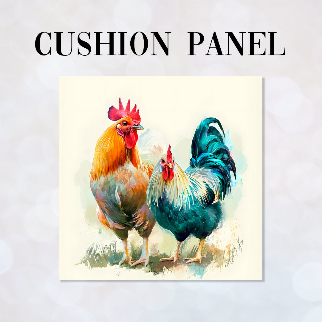 Chickens Fabric Panel for sewing Cushions. Custom Fabrics UK