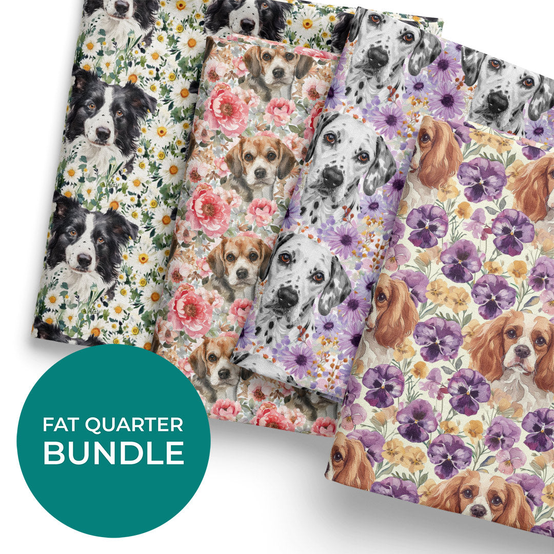 Curated visual reference: Fresh Look at Floral Dogs Fat Quarter Bundle Fabric For Quiltilng And Crafts