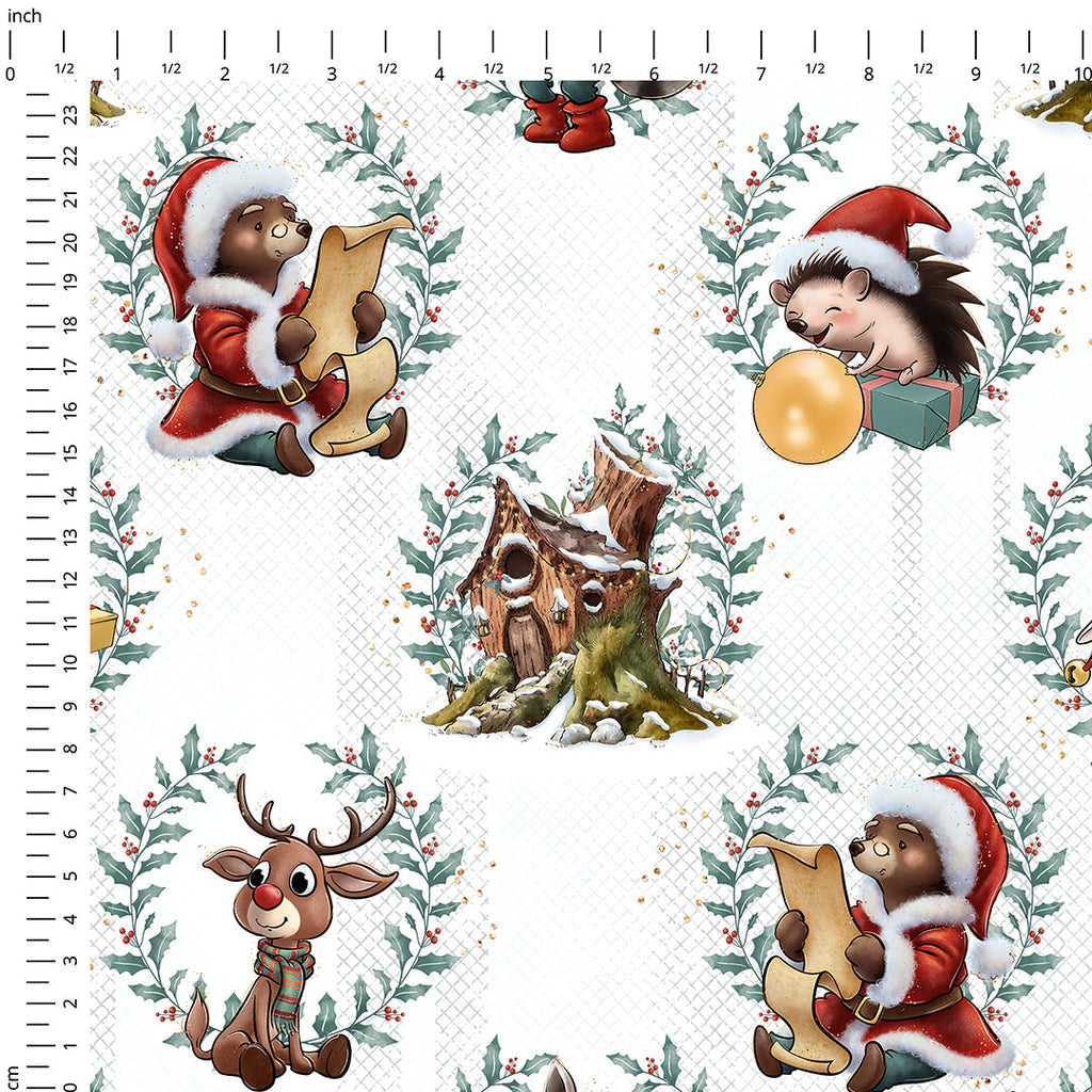Santa's Little Helpers White Fabric