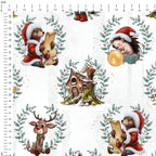 Santa's Little Helpers White Fabric