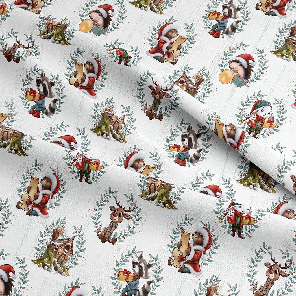 Santa's Little Helpers White Fabric