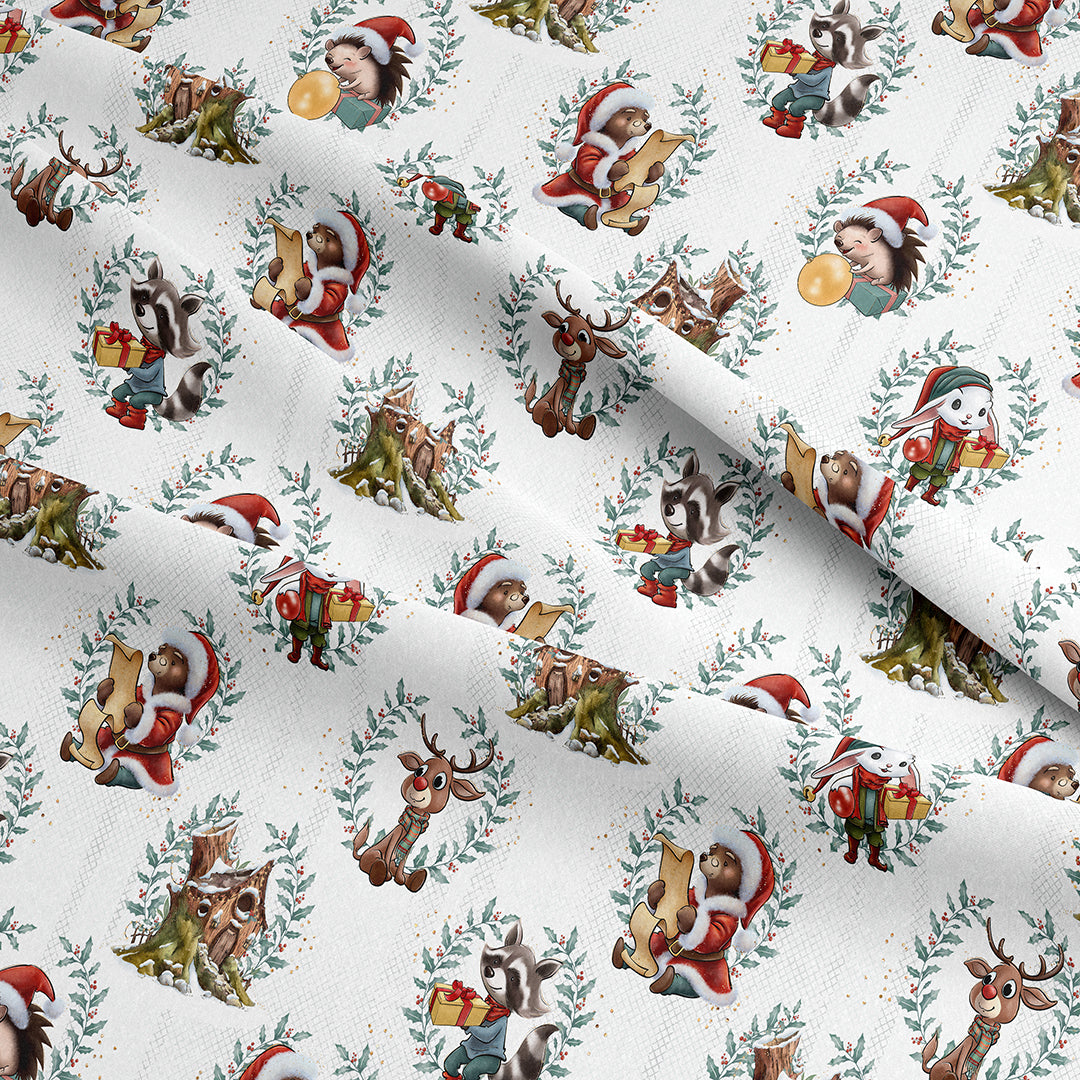 Santa's Little Helpers White Fabric