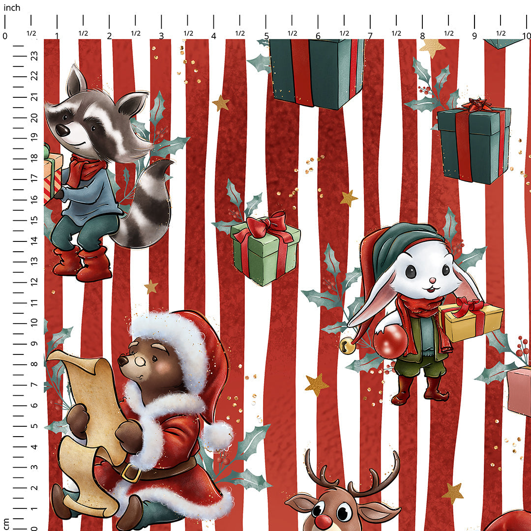 Santa's Little Helpers Candy Cane Fabric