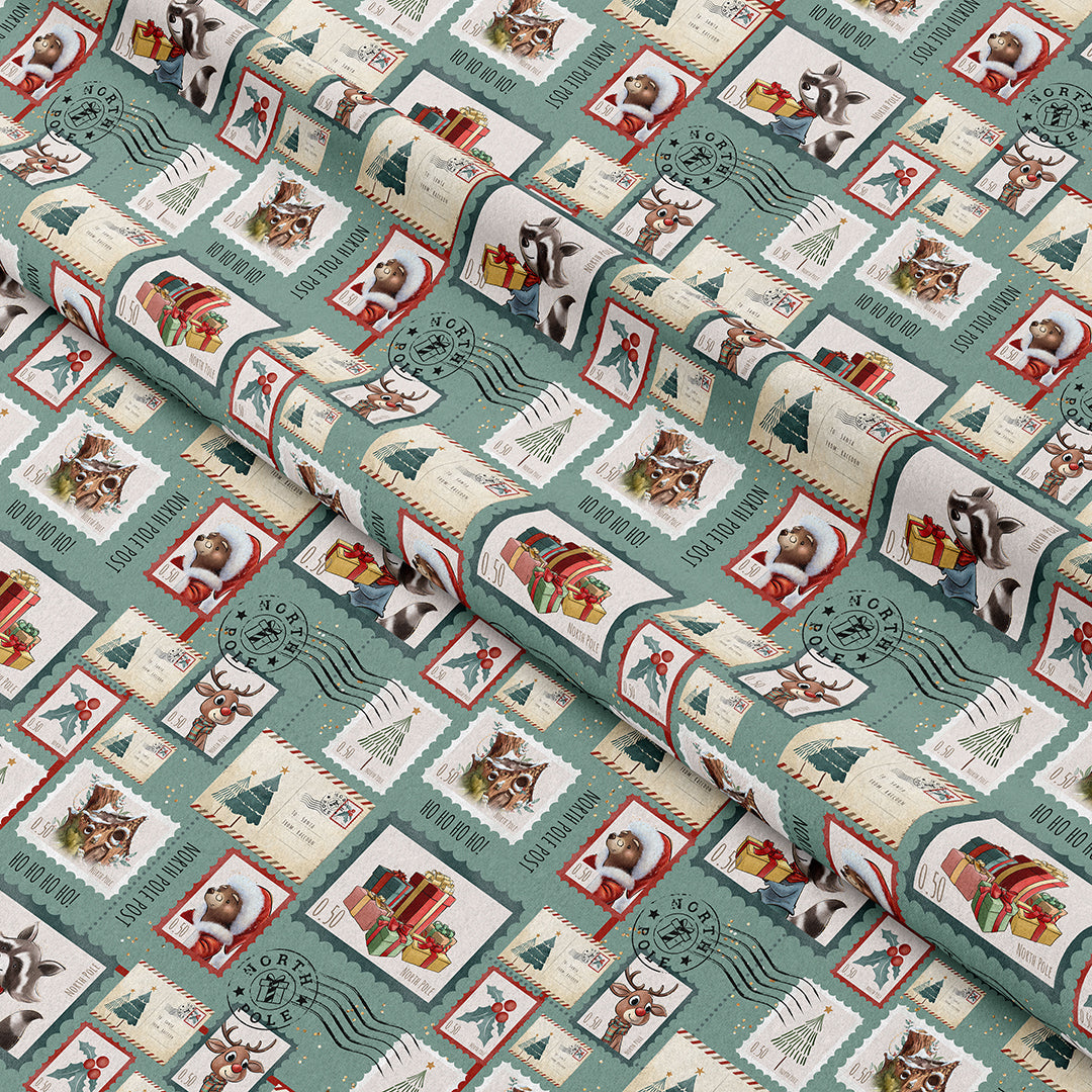 Letters To Santa Teal Fabric