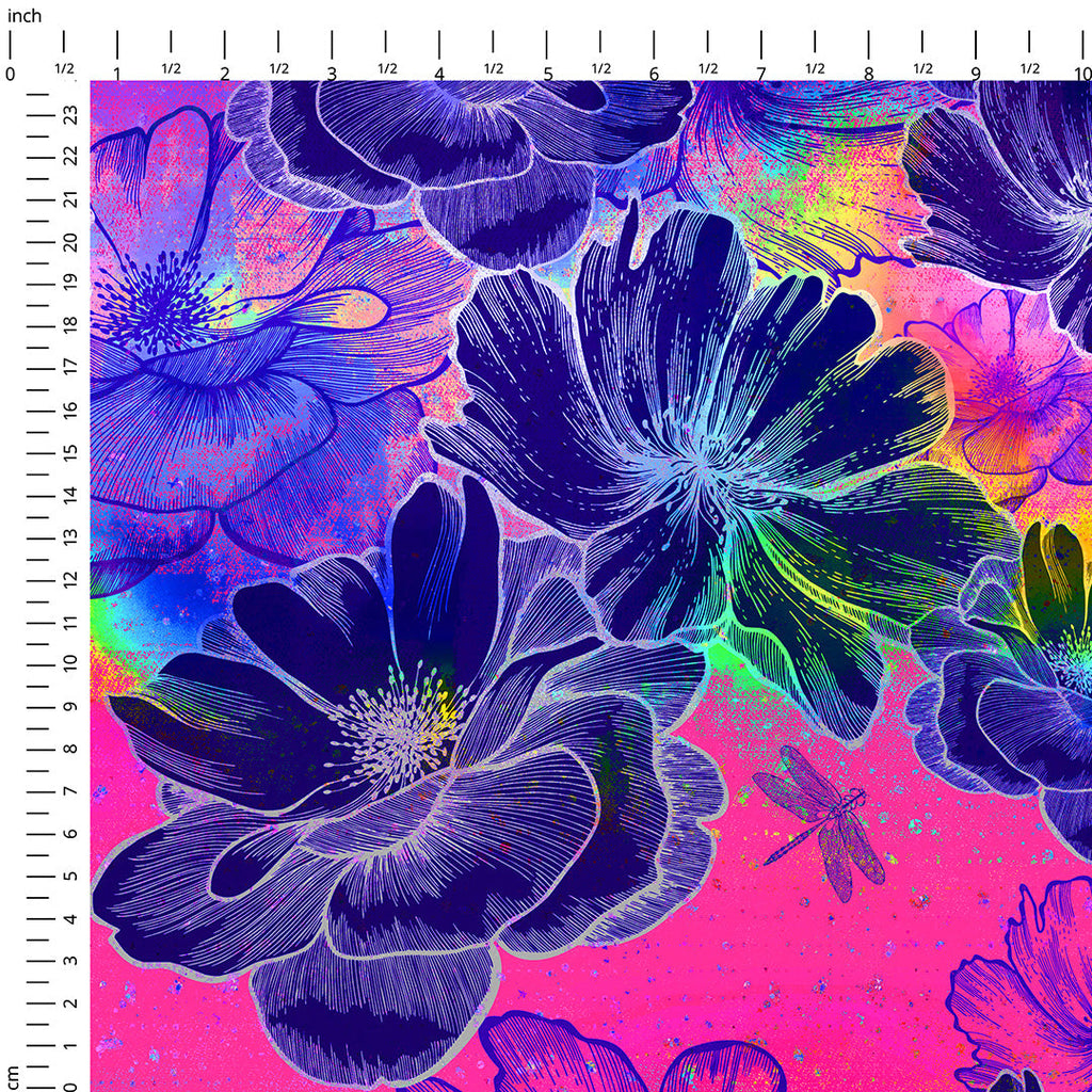 Blue Flowers On Pink Fabric