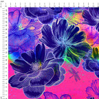 Blue Flowers On Pink Fabric