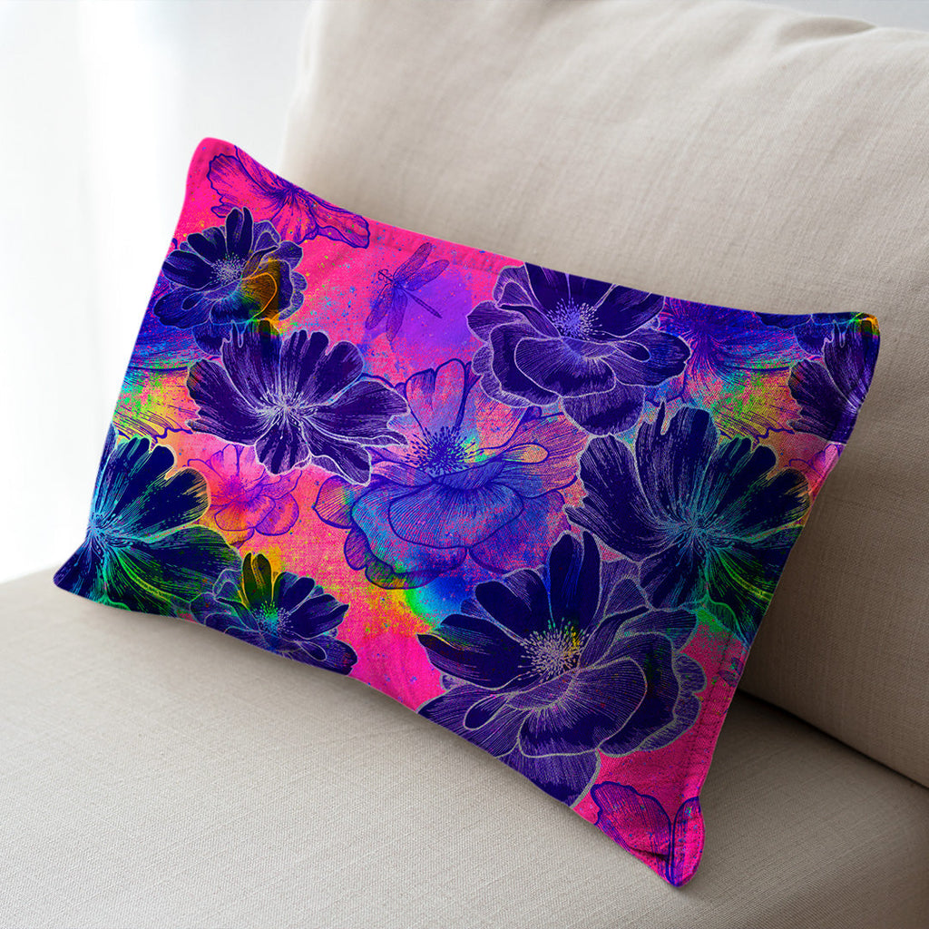 Blue Flowers On Pink Fabric