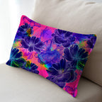 Blue Flowers On Pink Fabric