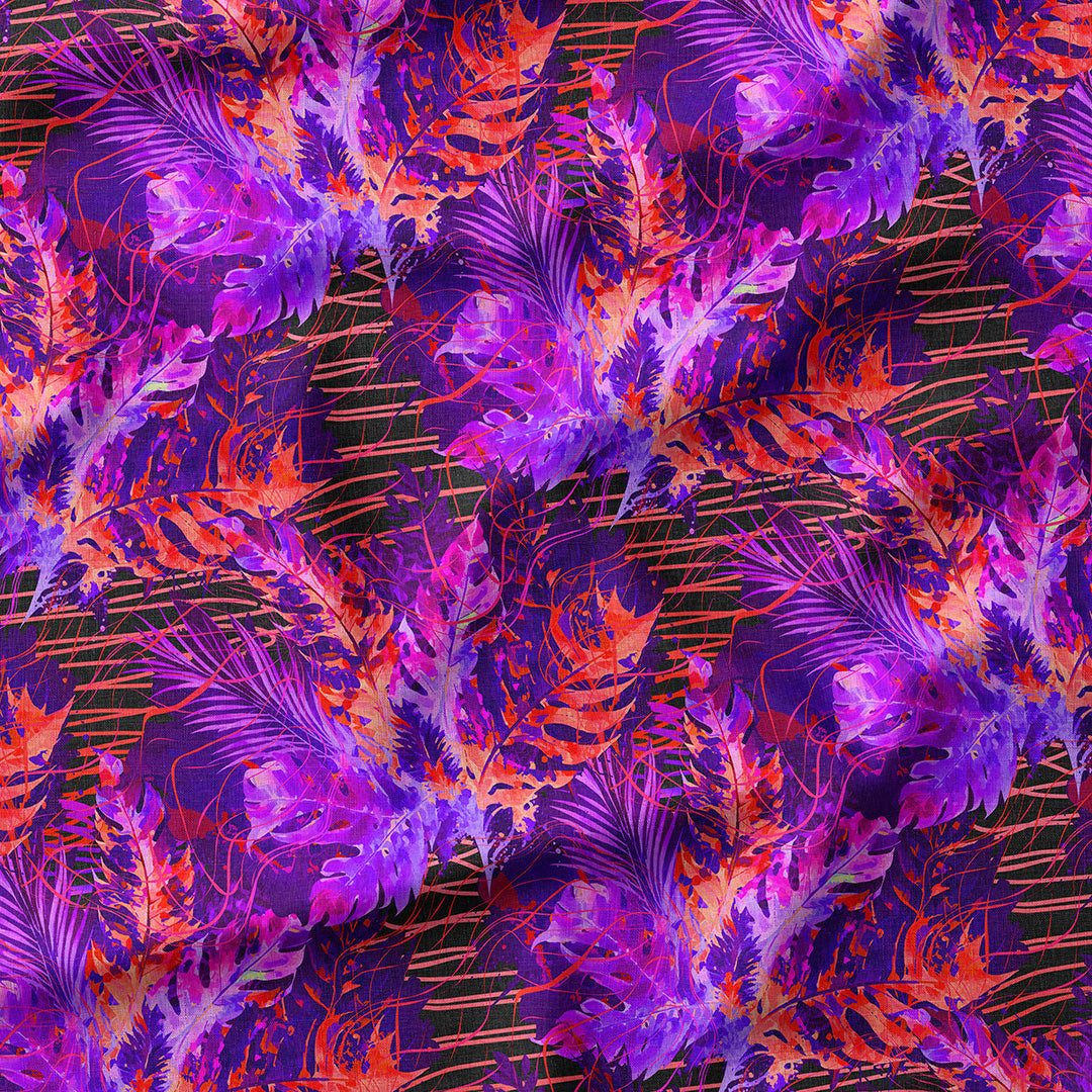 Orange and Purple Palm Abstract Fabric