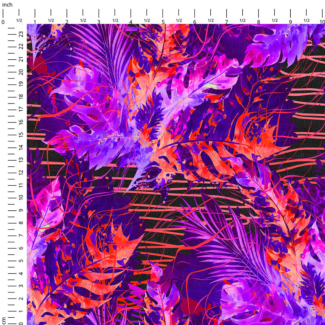 Orange and Purple Palm Abstract Fabric