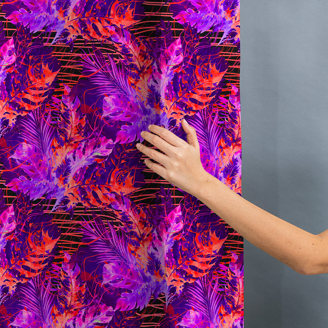 Orange and Purple Palm Abstract Fabric
