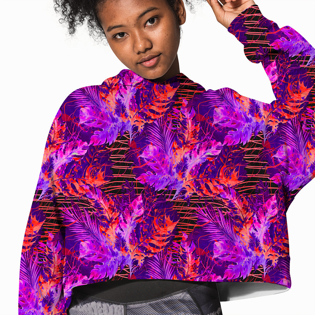 Orange and Purple Palm Abstract Fabric