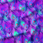 Purple Peacock Feathers Fabric