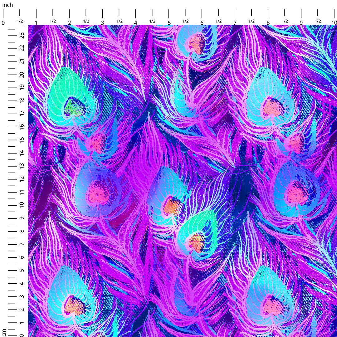 Purple Peacock Feathers Fabric