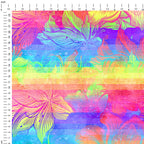 Rainbow Linen Flowers Fabric