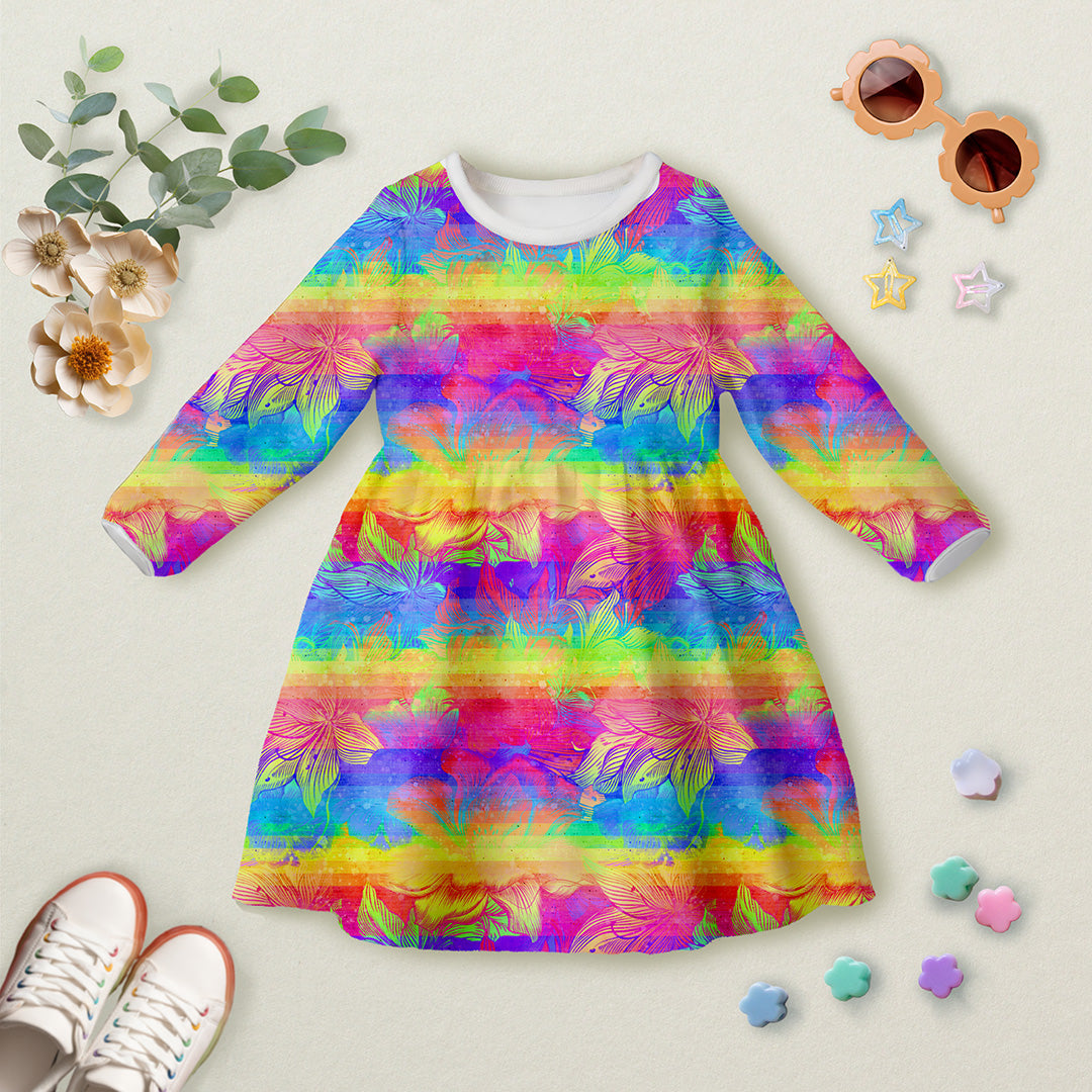 Rainbow Linen Flowers Fabric
