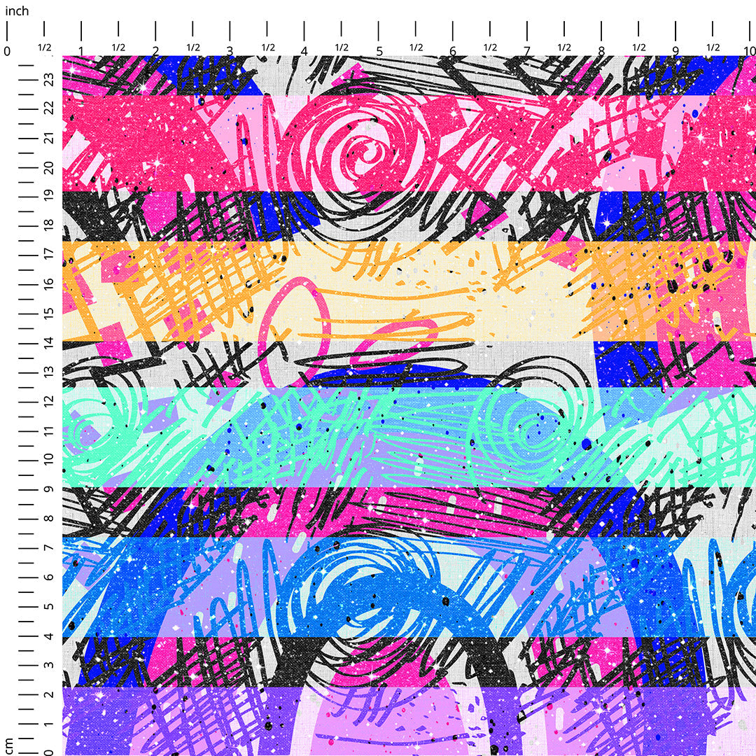 Rainbow Scribble Stripes Fabric