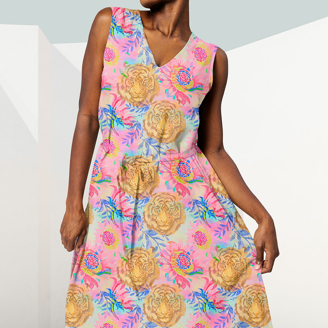 Stitched Summer Tiger Fabric