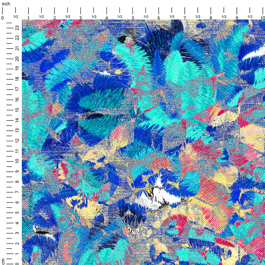 Yellow and Blue Abstract Fabric