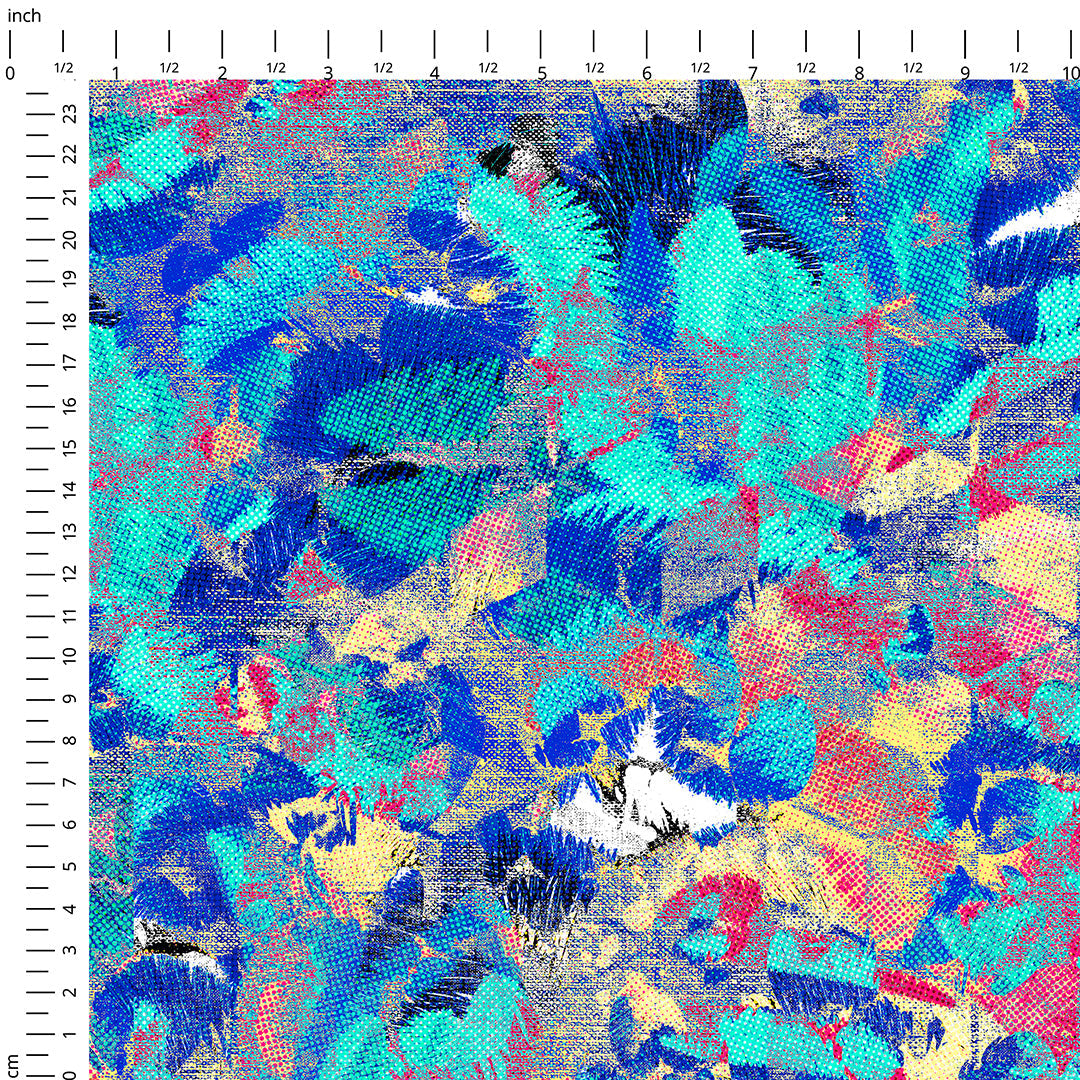 Yellow and Blue Abstract Fabric