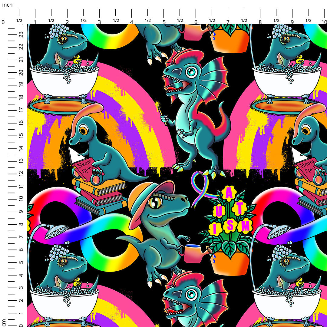 Autism Dinos Fabric