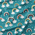 Cute Rainbow Teal Fabric