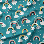 Cute Rainbow Teal Fabric
