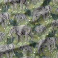 Elephants Green Fabric