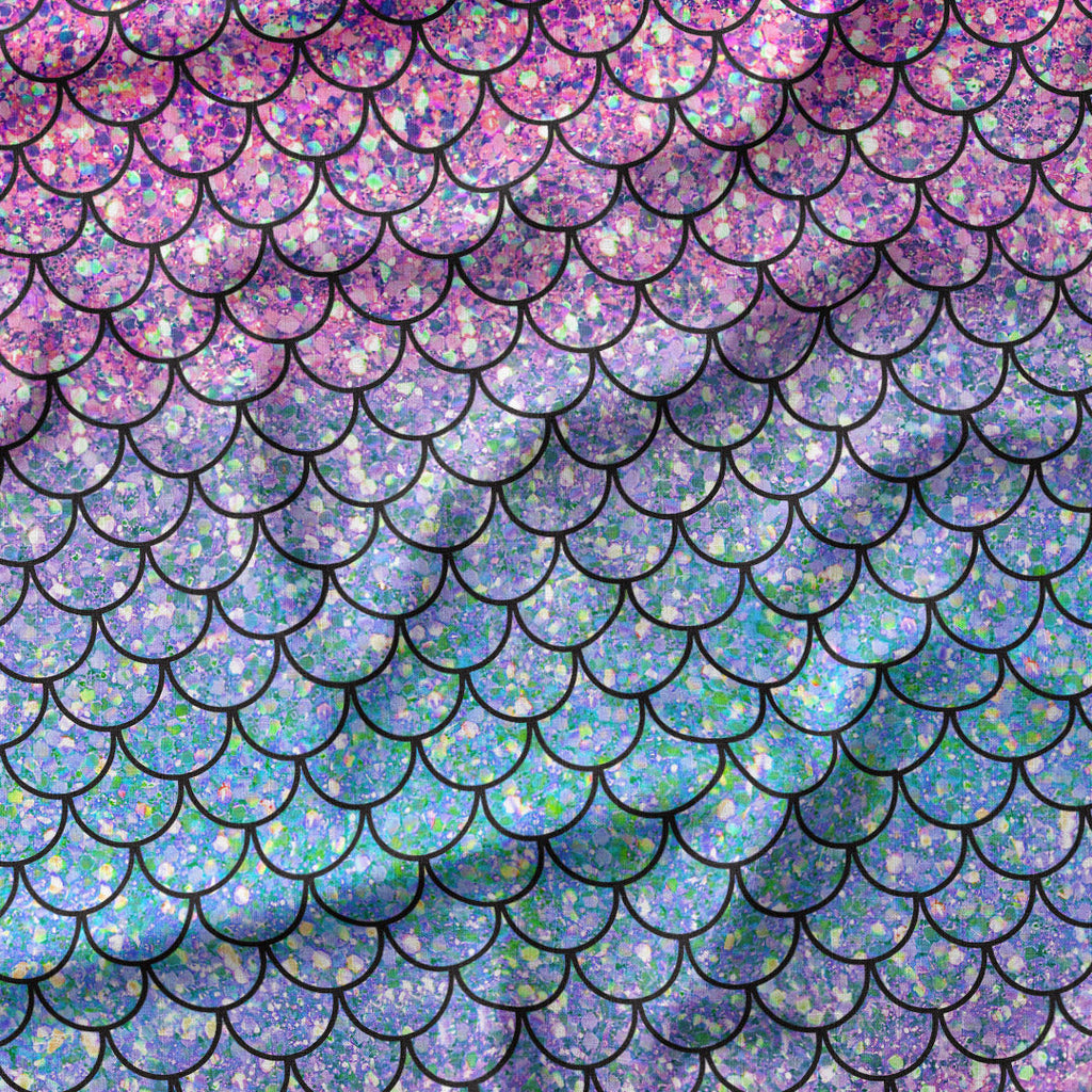 Glitter Scales Pink Blue Fabric