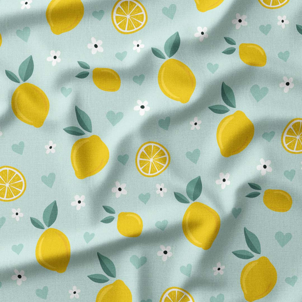 Lemons Mint Fabric