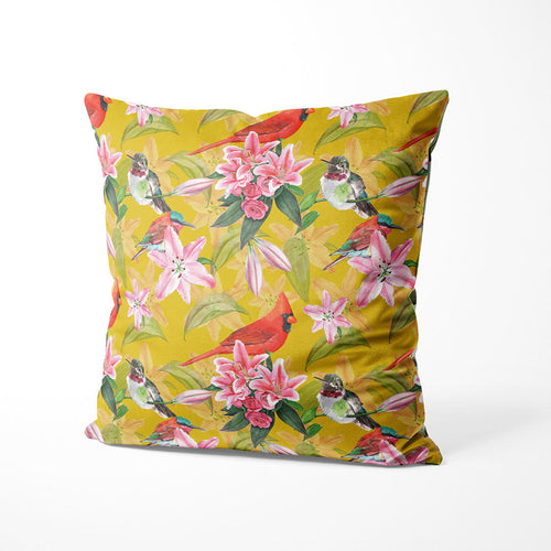 Birds On Mustard Fabric