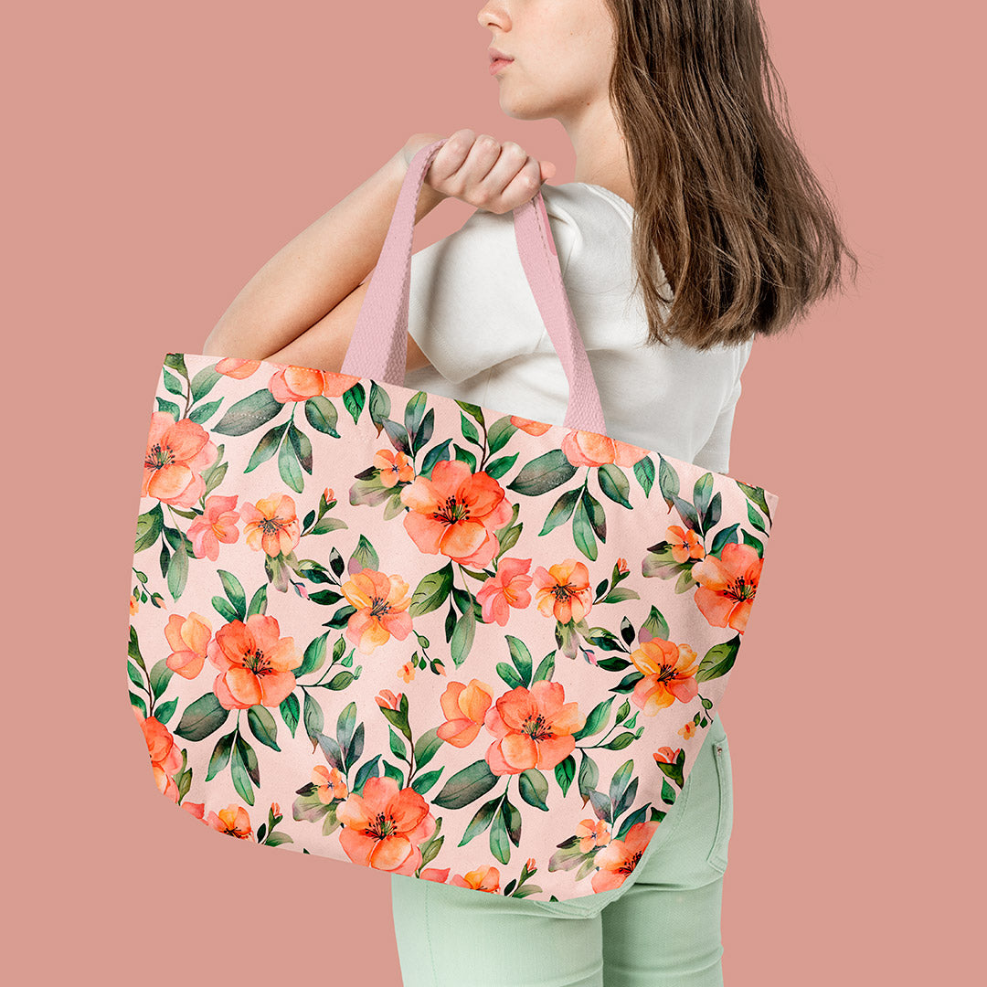 Peach Flowers Fabric