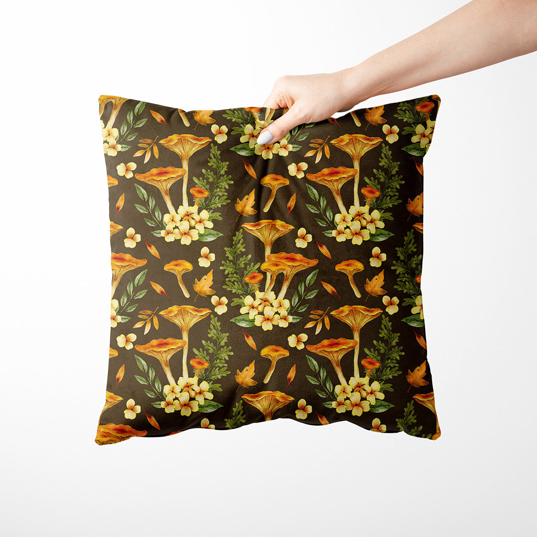 Chantarelle Mushrooms Brown Fabric