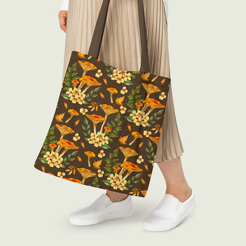 Chantarelle Mushrooms Brown Fabric