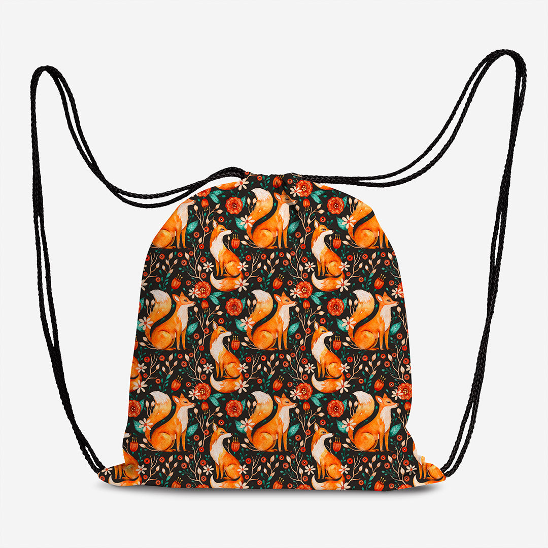 Foxes and Flowers Brown 2 Fabric