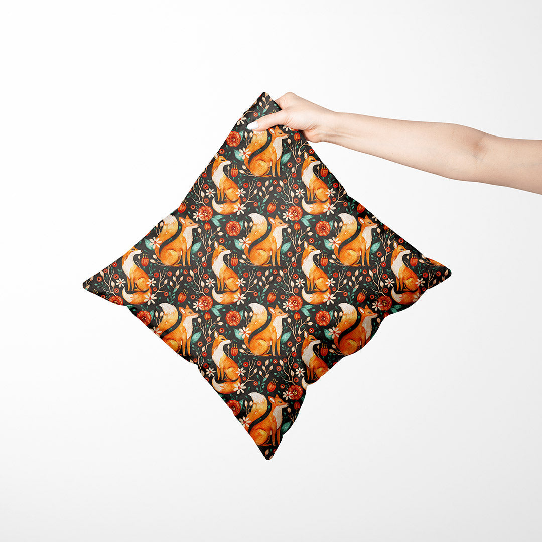 Foxes and Flowers Brown 2 Fabric