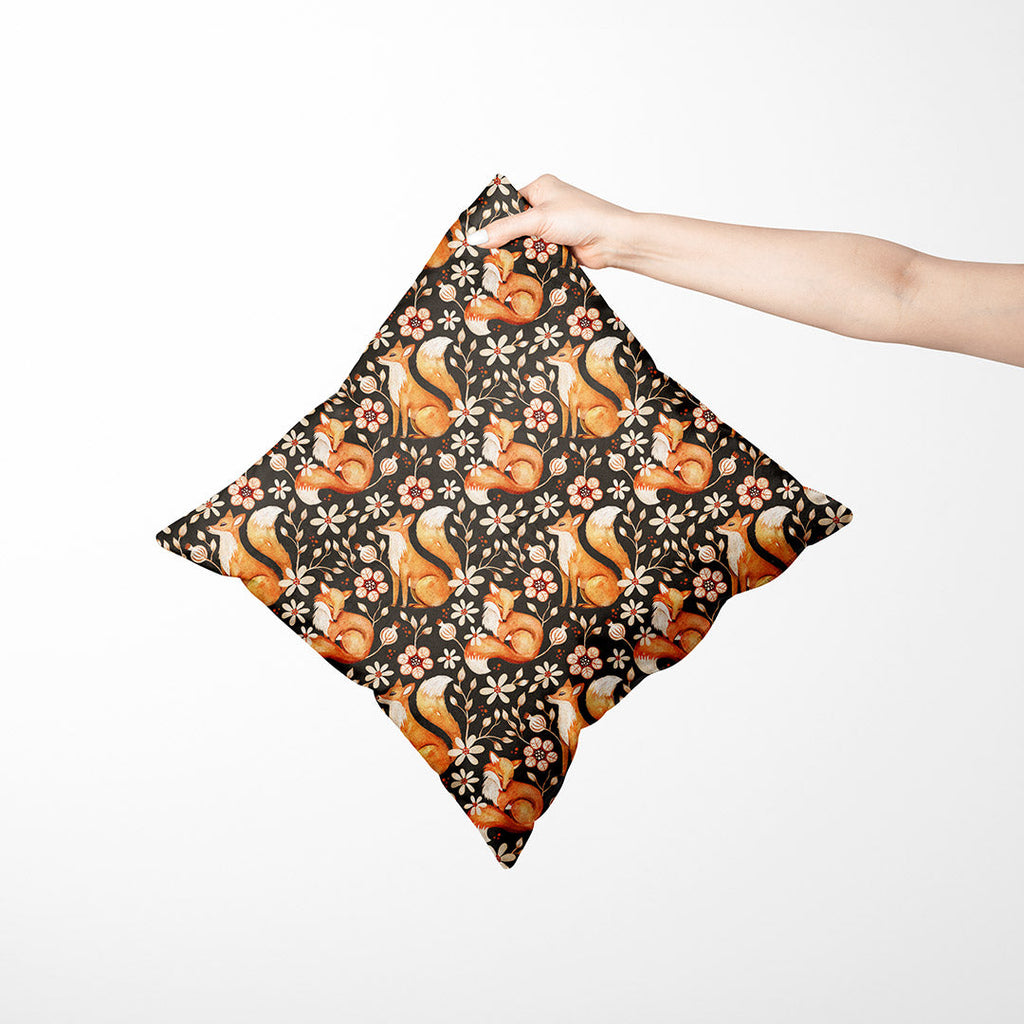 Foxes and Flowers Brown Fabric