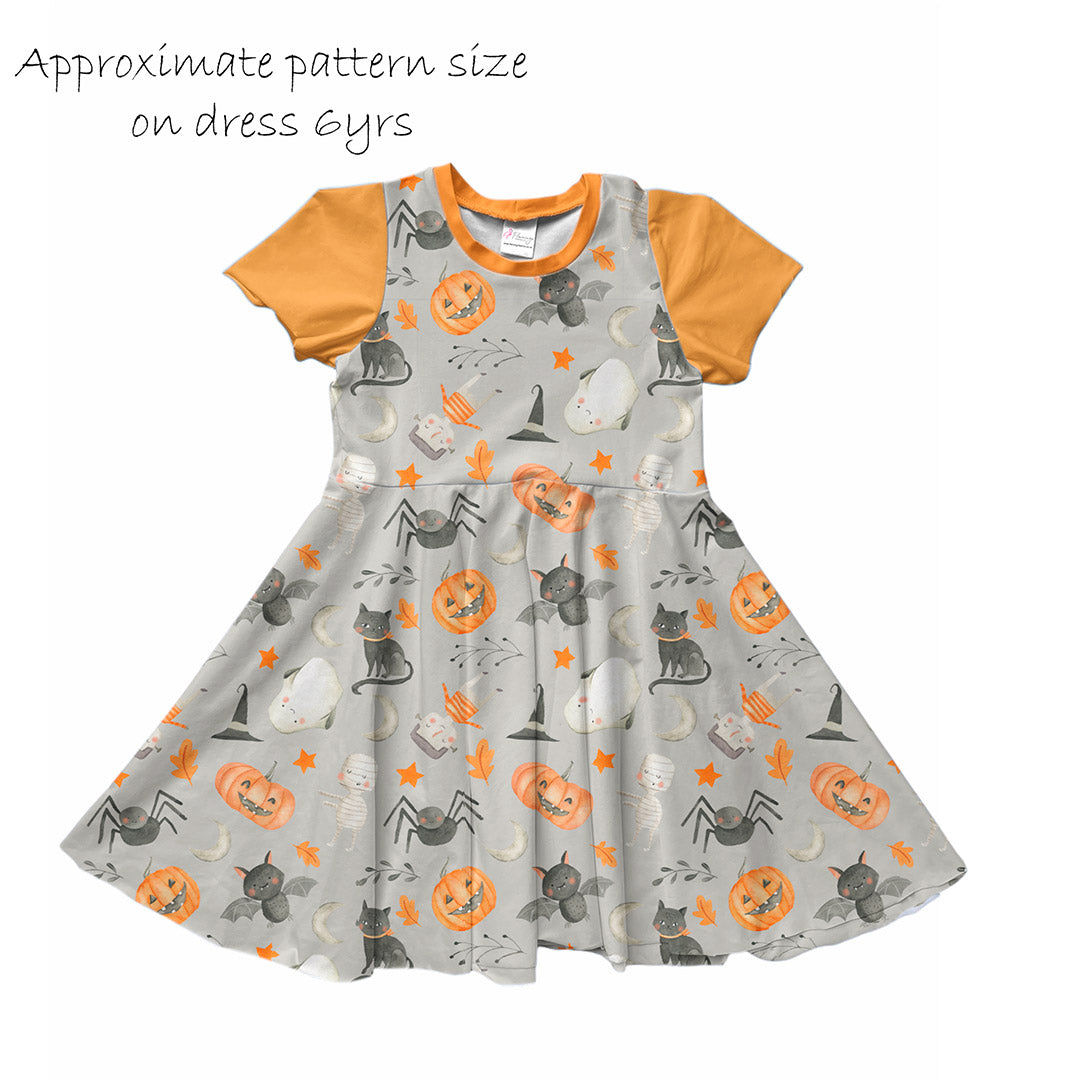 Grey Watercolour Halloween Fabric