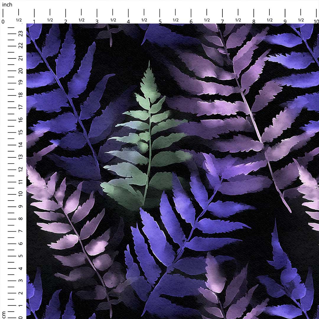 Watercolour Midnight Fern Fabric