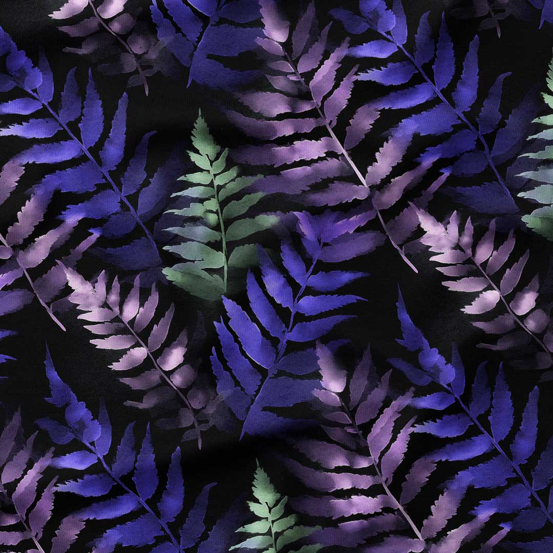 Watercolour Midnight Fern Fabric