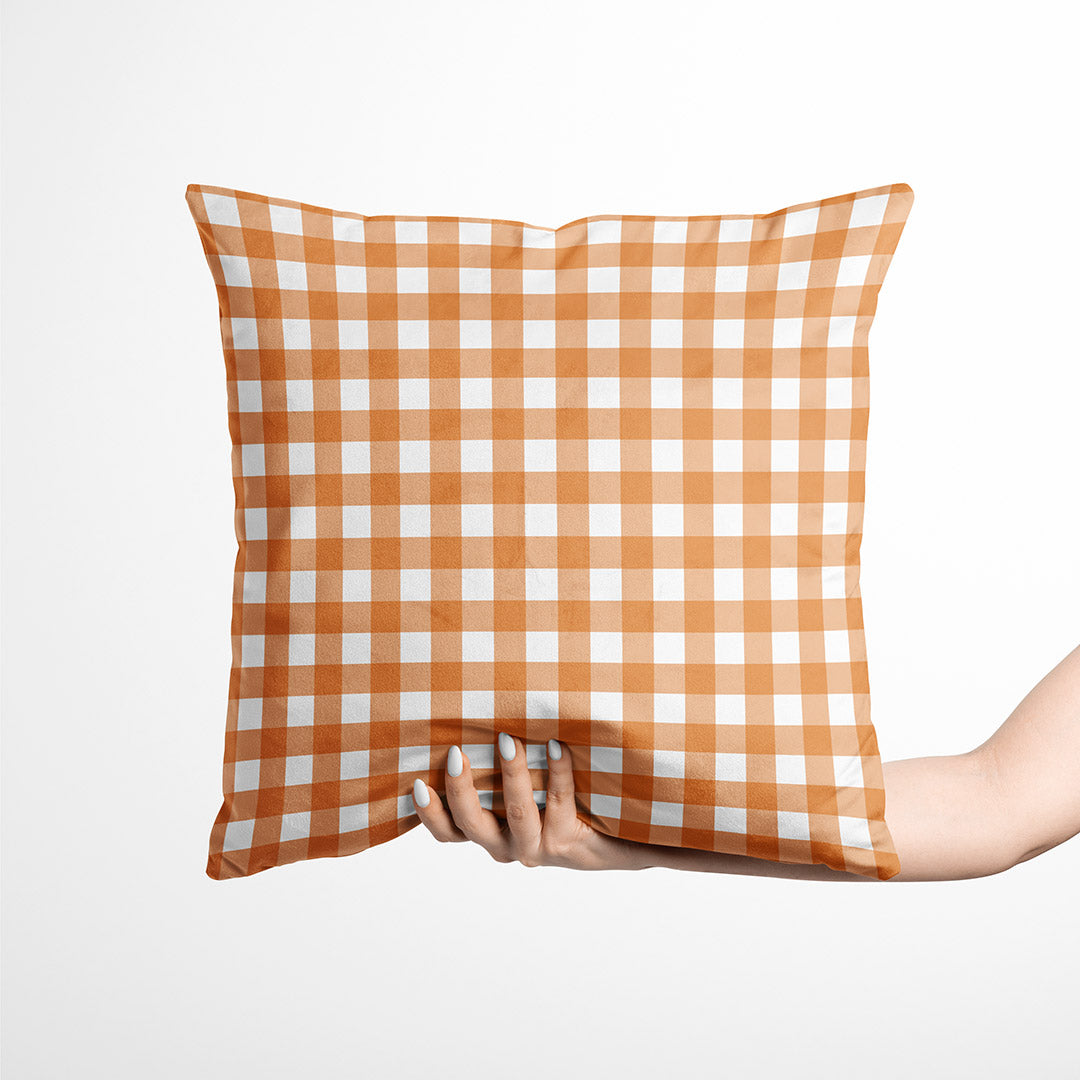 Orange Checks Fabric