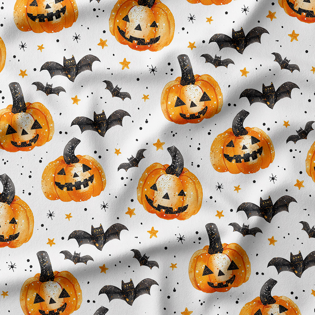 Pumpkins and Bats Fabric