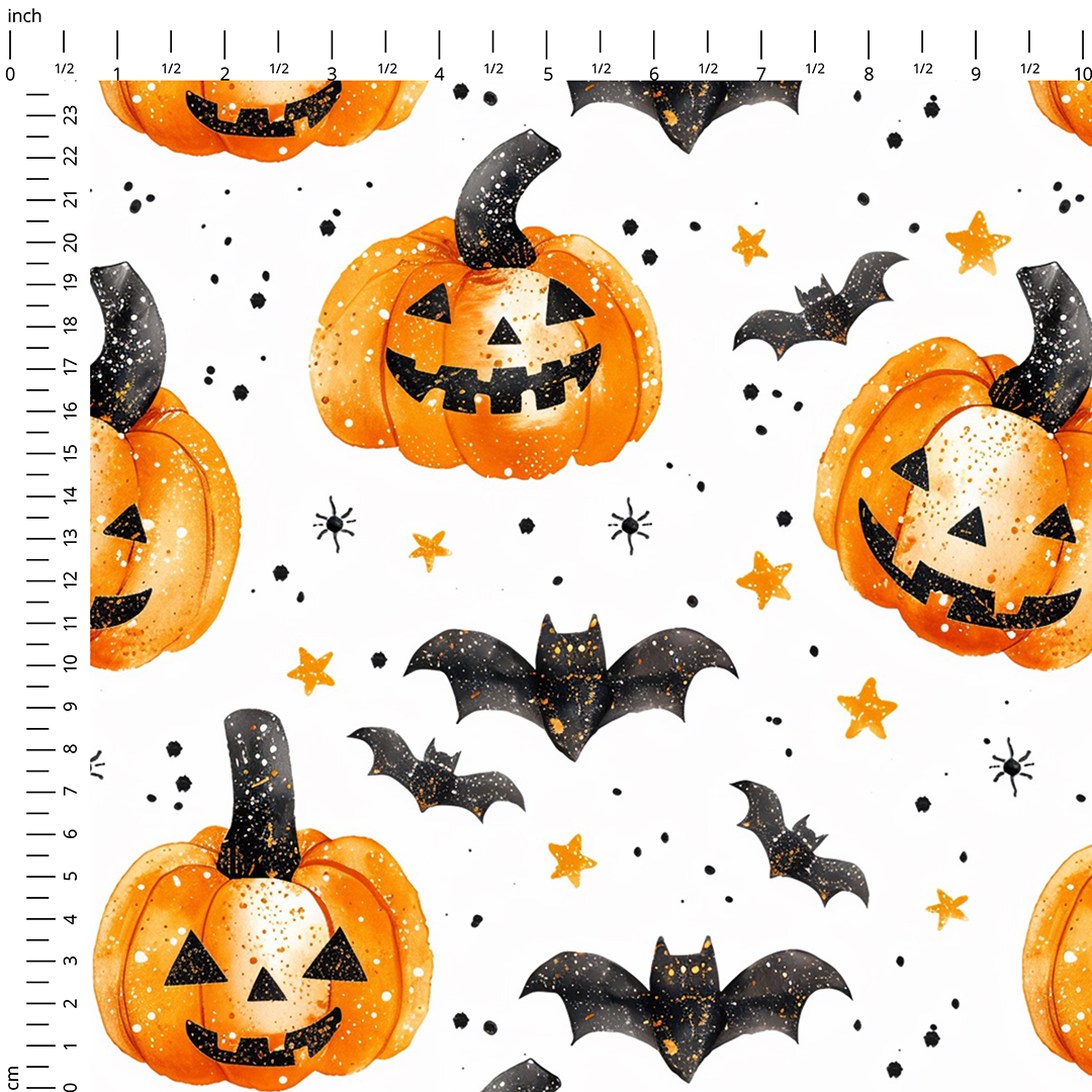 Pumpkins and Bats Fabric