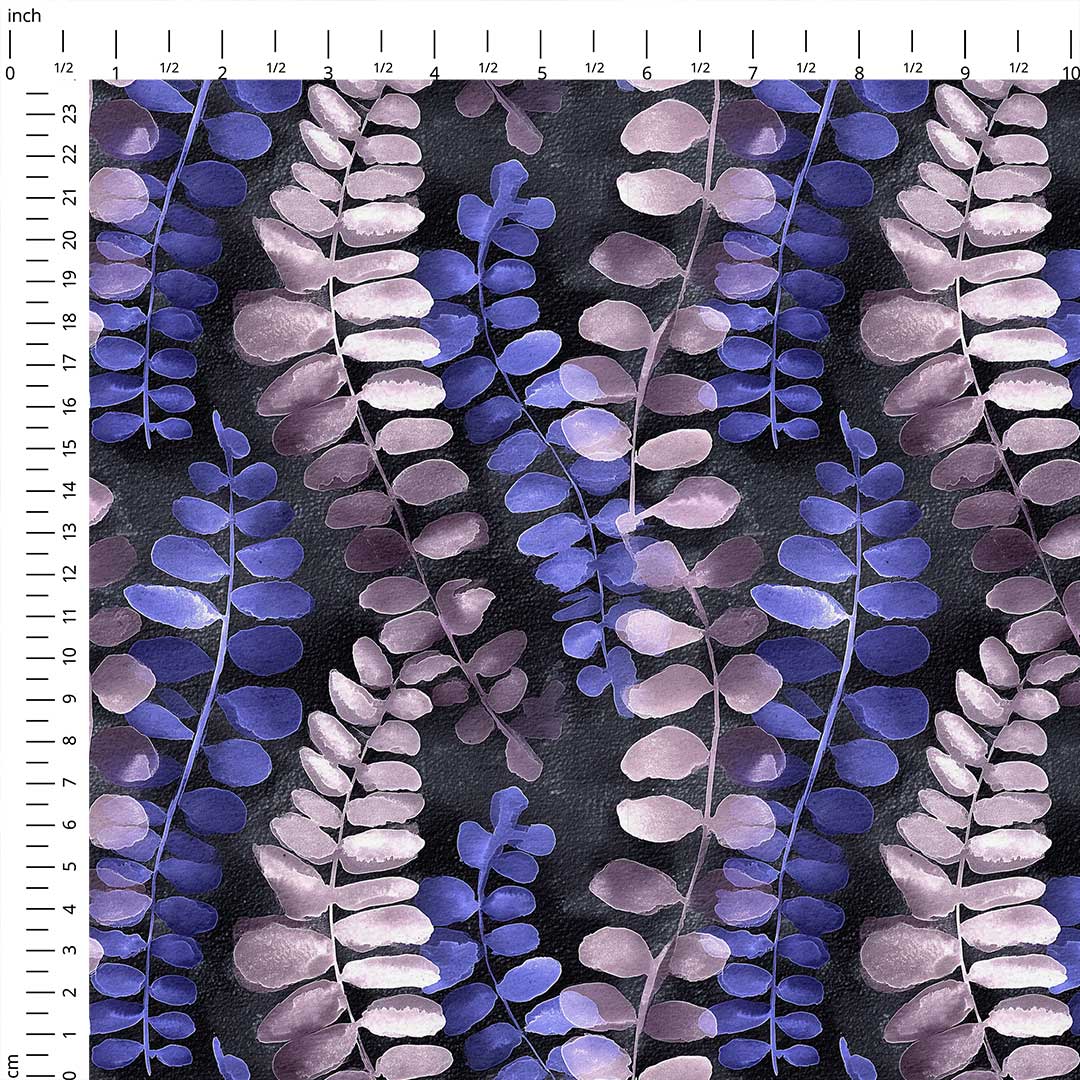 Watercolour Midnight Leaves Fabric