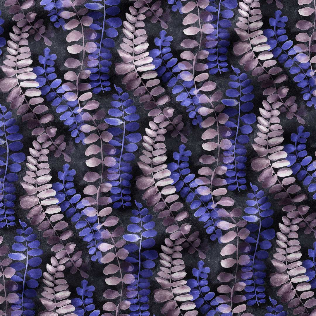 Watercolour Midnight Leaves Fabric
