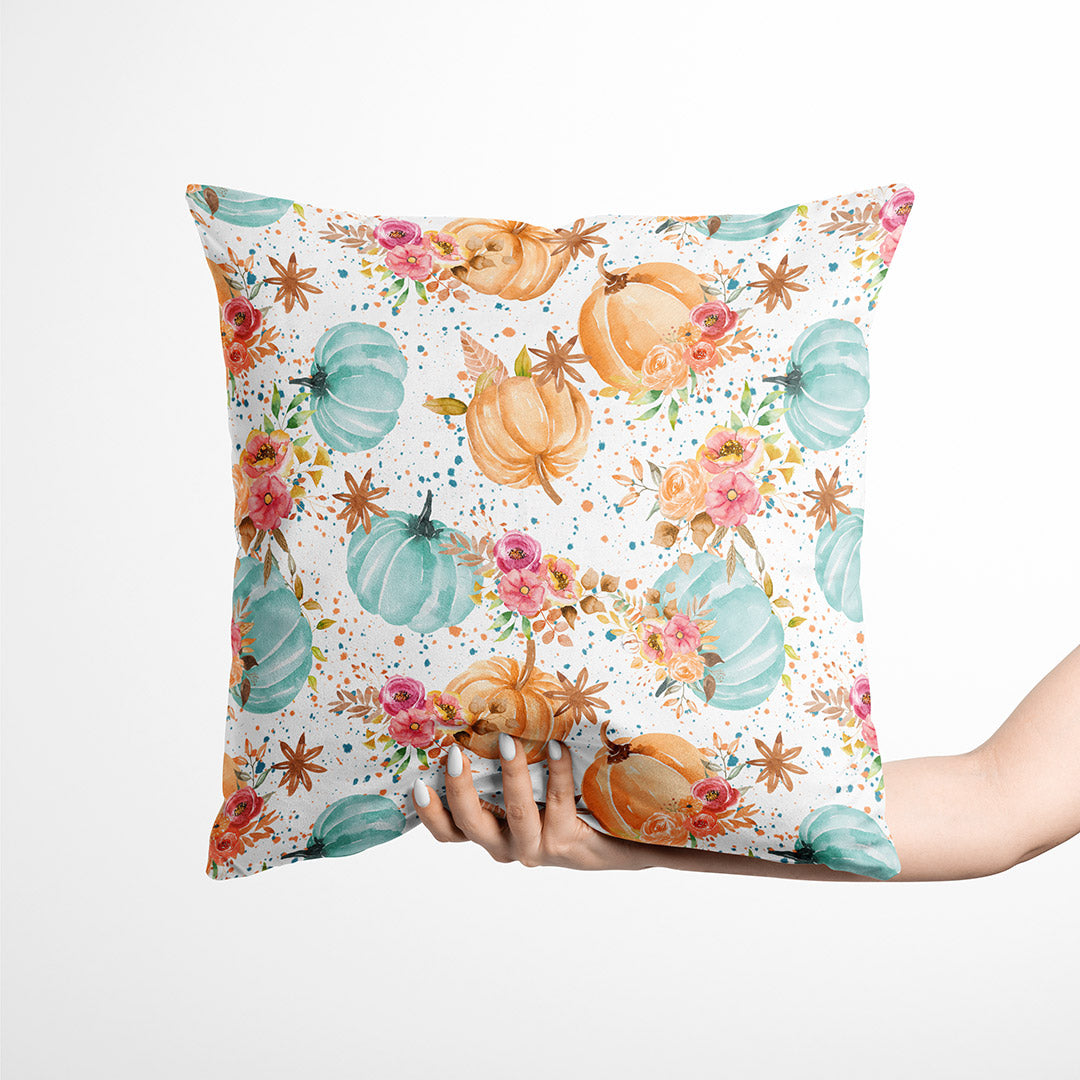 Watercolour Floral Pumpkins Fabric