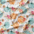Watercolour Floral Pumpkins Fabric