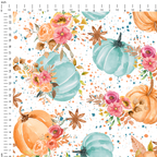 Watercolour Floral Pumpkins Fabric
