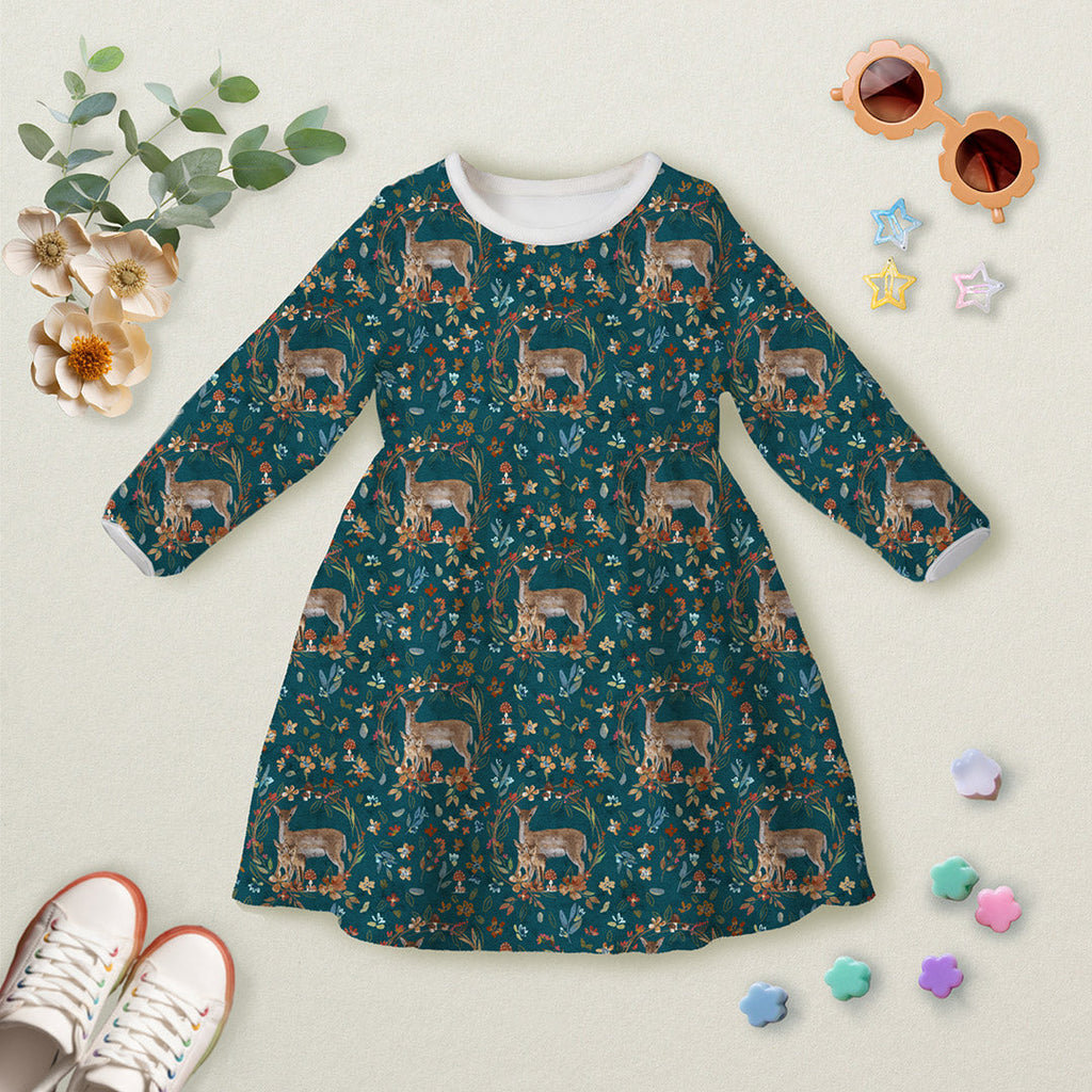Floral Deer Teal Fabric