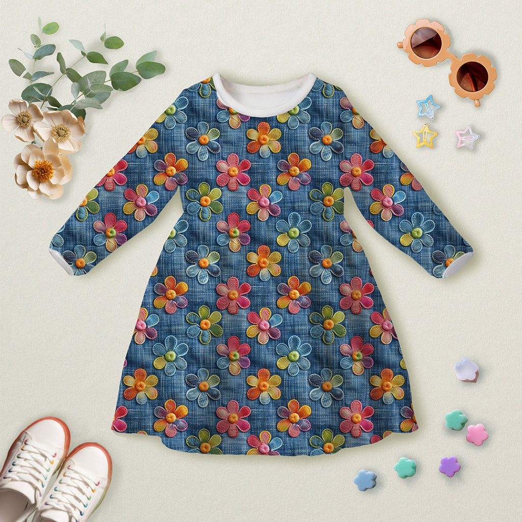 Flowers On Denim Fabric